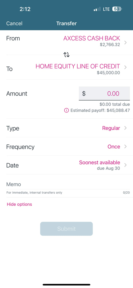 loan payment mobile screenshot