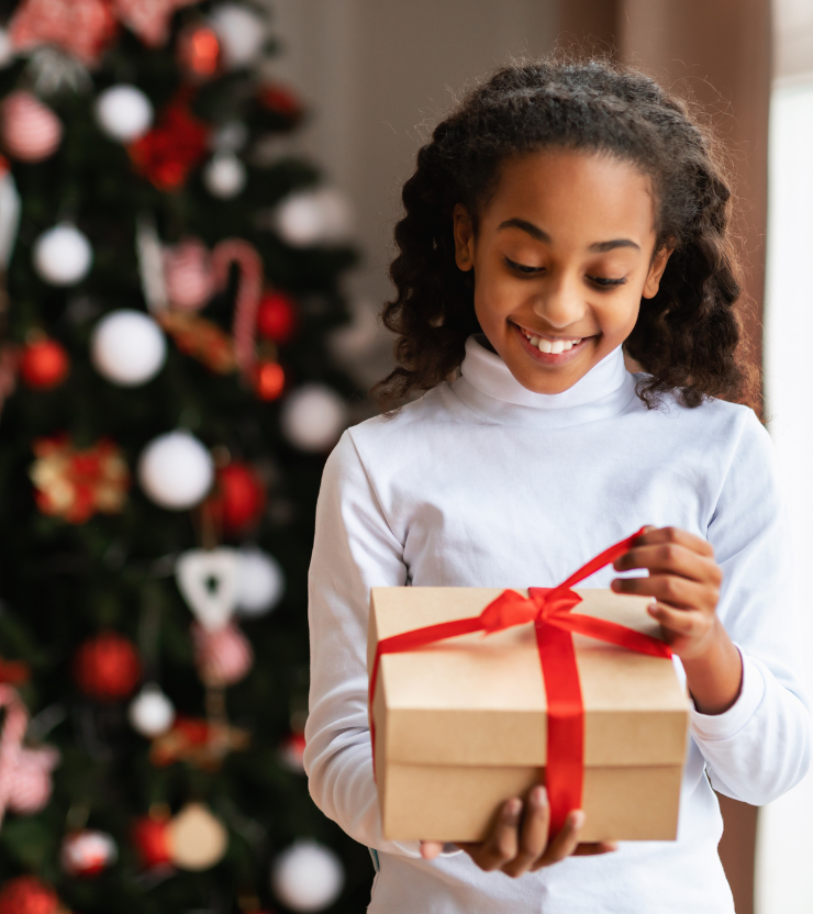 Child opening presents