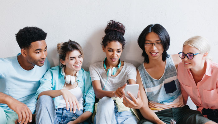  This group of diverse college students are looking for bank accounts to help them succeed. 