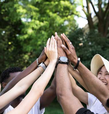 front-view-interracial-friends-cheering